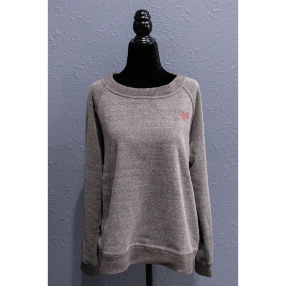C&C California Red Heart Crew Neck Sweater, Size Large